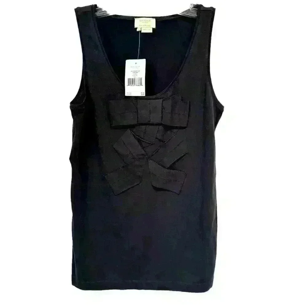 NWT KATE SPADE BLACK CASCADING BOW TANK TOP SIZE S